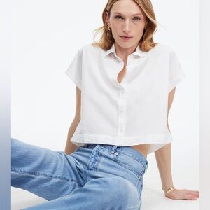 Madewell Crop Dolman Shirt Eyelet White Medium